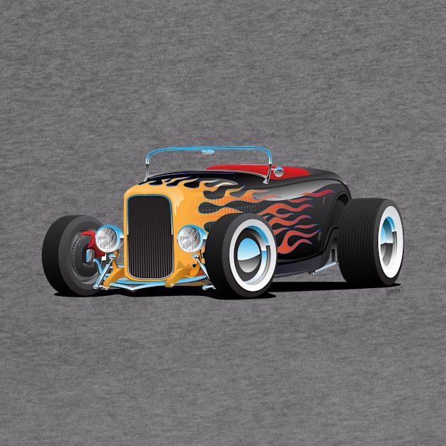 Custom Hot Rod Roadster Car with Flame by hobrath